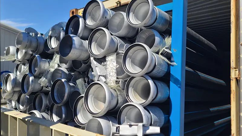 Stacked galvanized steel pipes used for construction and industrial applications