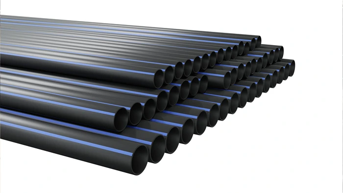 Stack of high-density polyethylene HDPE pipes