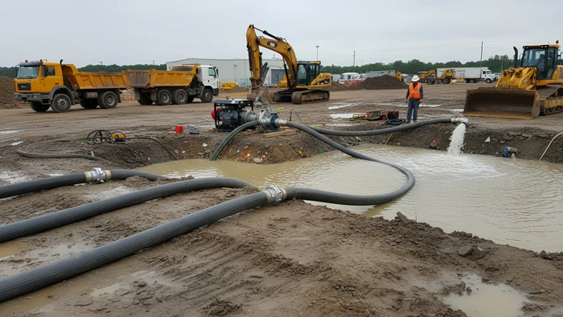 Groundwater dewatering system at construction site