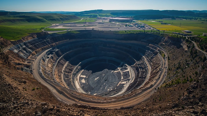 Aerial view of a mining site