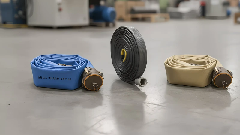 Aqua Guard ST blue lay-flat discharge hoses