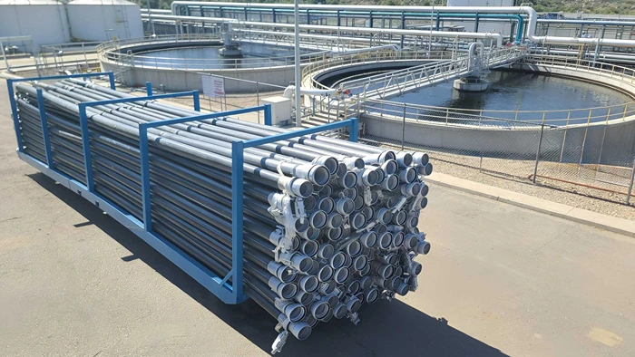 Wastewater treatment plant with pipes 