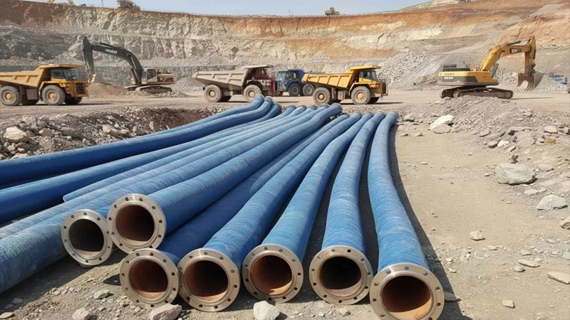 10-inch slurry discharge pipe and hose with ANSI 150 PSI flanges rentals for industrial use