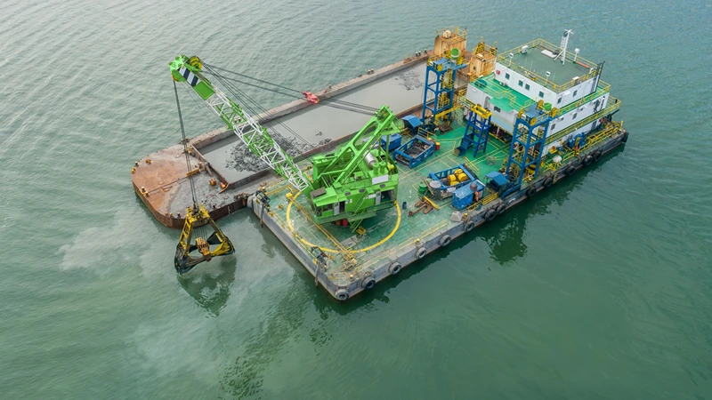 Circular clarifier tank in a wastewater treatment plant