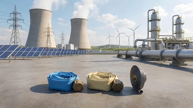 Energy project using temporary hoses and pipes for efficient fluid transfer