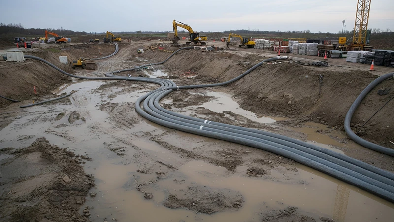 Aerial view of construction site