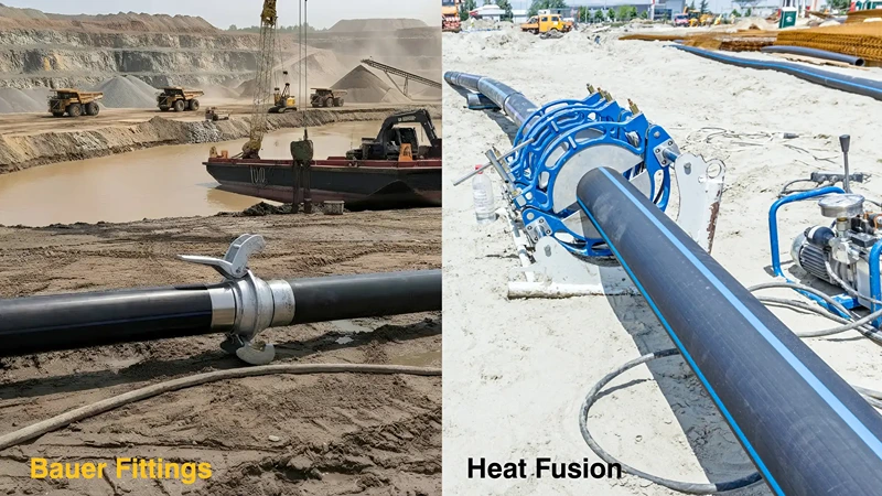 Galvanized steel pipes with Bauer quick-connect couplings