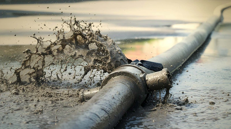 Abrasive slurry hose system facing rapid wear, tight routing, and alignment challenges