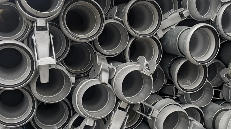 Bauer-style ball-lock coupling connected to HDPE piping