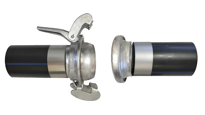 Bauer-style ball-lock coupling connected to HDPE piping