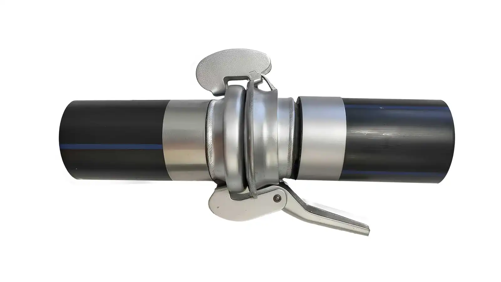Reinforced slurry hose hardware showing secure connections for extreme pressure applications.