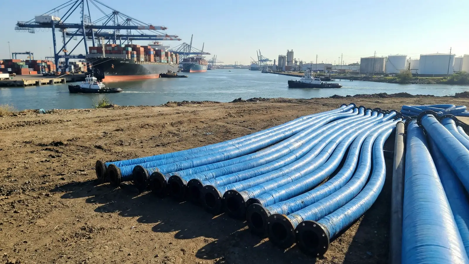 Abrasive slurry hose system facing rapid wear, tight routing, and alignment challenges